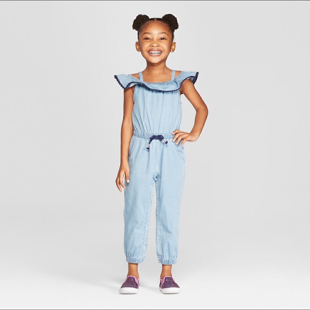 Genuine Kids Toddler Girls' denim Romper bleu